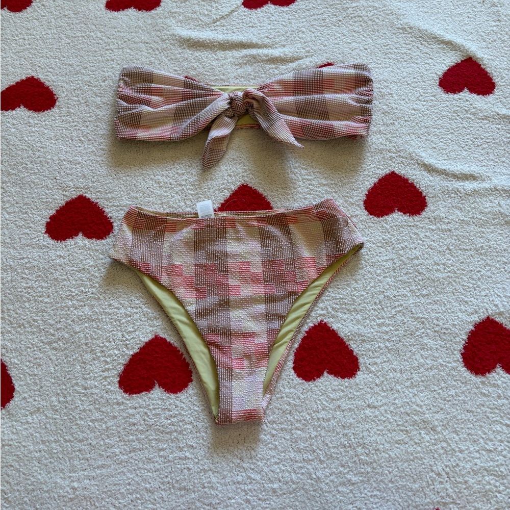 Aerie “Real Good” High Wasted Bottoms and Bandeau Top Bikini